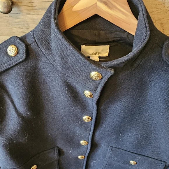 LOFT Dark Blue Jacket with Metallic Accents - Picture 7 of 8